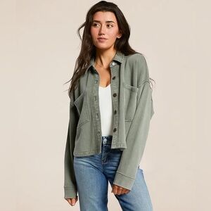 NWT Z Supply All Day Cropped Knit Jacket Hunter Green Large